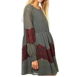 Asos Mixed Print Paisley Boho Smocked Flowy Prairie Dress